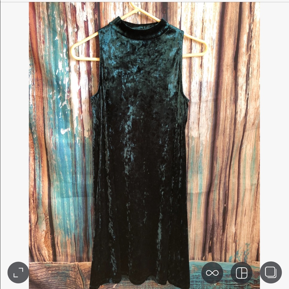 Turquoise Crushed Velvet Dress